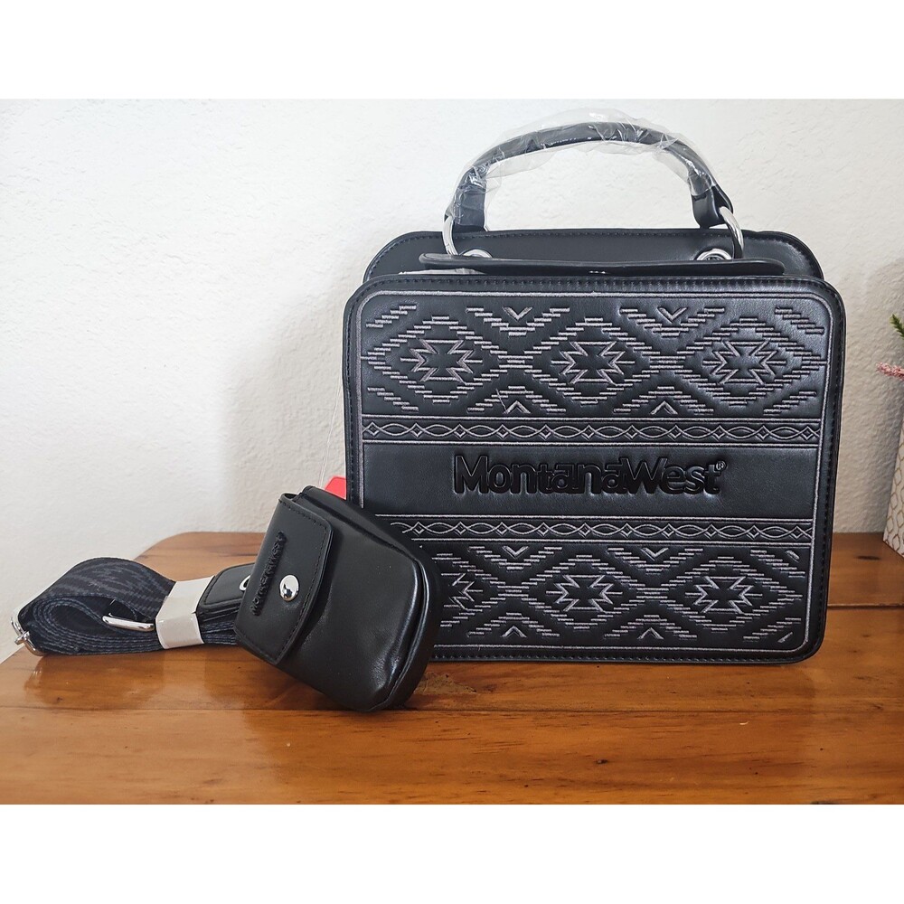 Montana West Embroidered Aztec Logo Tote Crossbody Handbag Small-Medium